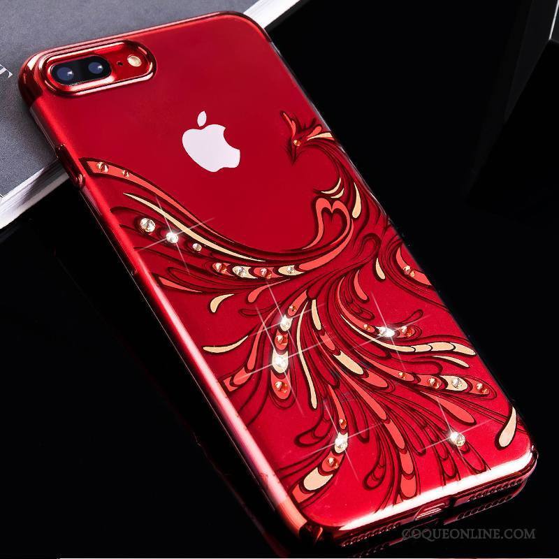 iPhone 8 Plus Incassable Luxe Marque De Tendance Coque De Téléphone Rouge Étui Tout Compris