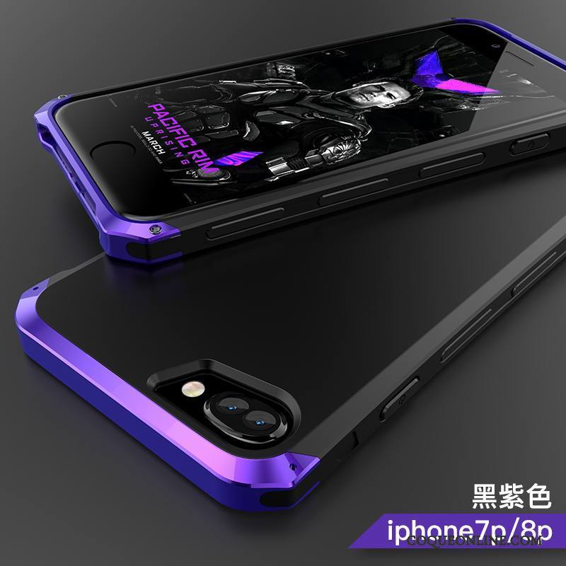 iPhone 8 Plus Incassable Tout Compris Métal Violet Personnalité Coque De Téléphone Créatif