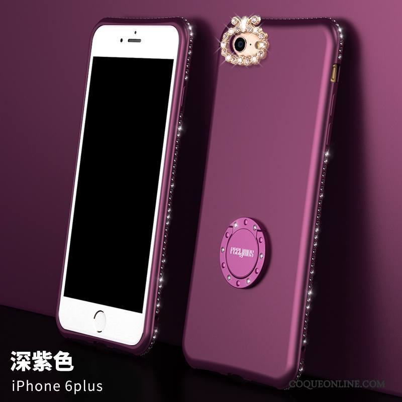 iPhone 8 Plus Support Nouveau Coque De Téléphone Silicone Délavé En Daim Violet Strass