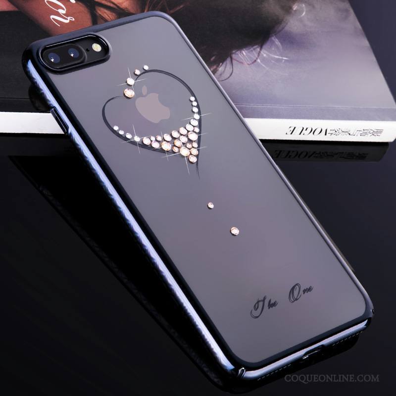 iPhone 8 Plus Tout Compris Coque De Téléphone Bleu Transparent Strass Tendance Nouveau