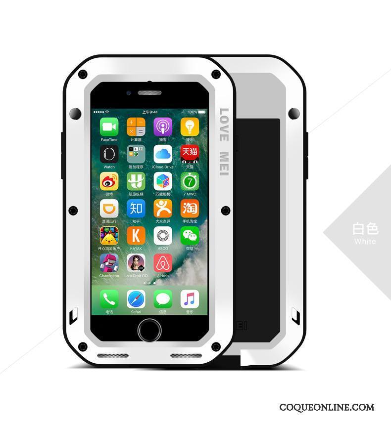 iPhone 8 Plus Trois Défenses Outdoor Protection Argent Métal Silicone Coque De Téléphone