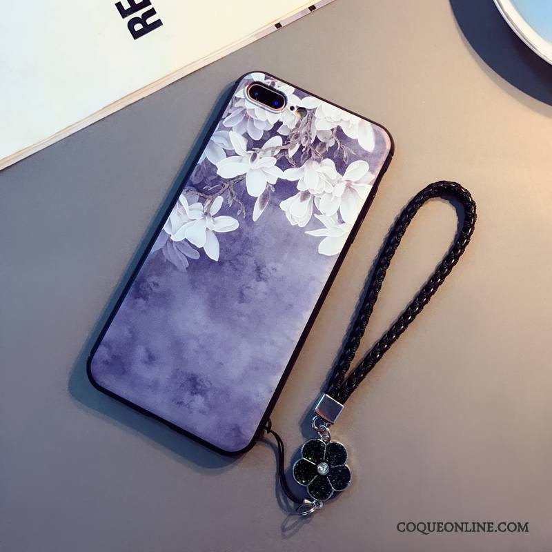 iPhone 8 Plus Violet Coque De Téléphone Incassable Ornements Suspendus Étui Fluide Doux Art