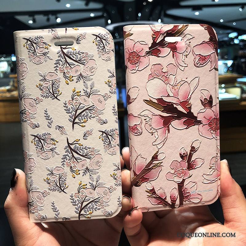 iPhone 8 Plus Étui Créatif Floral Housse Protection Gaufrage Coque De Téléphone