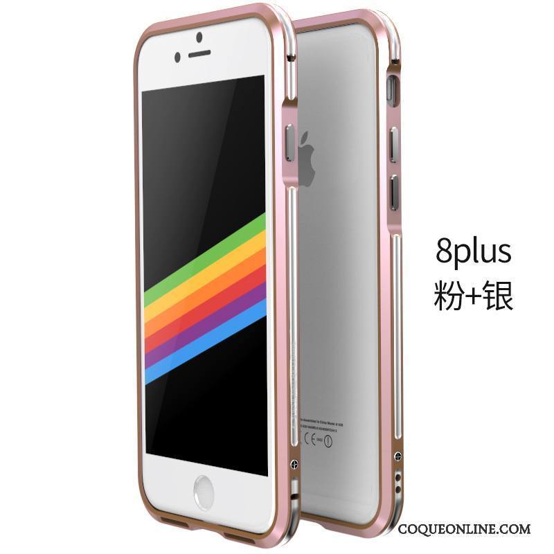 iPhone 8 Plus Étui Métal Rose Protection Coque De Téléphone Border Simple