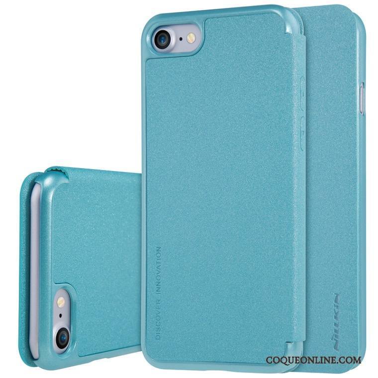 iPhone 8 Protection Téléphone Portable Étui En Cuir Coque De Téléphone Housse Bleu