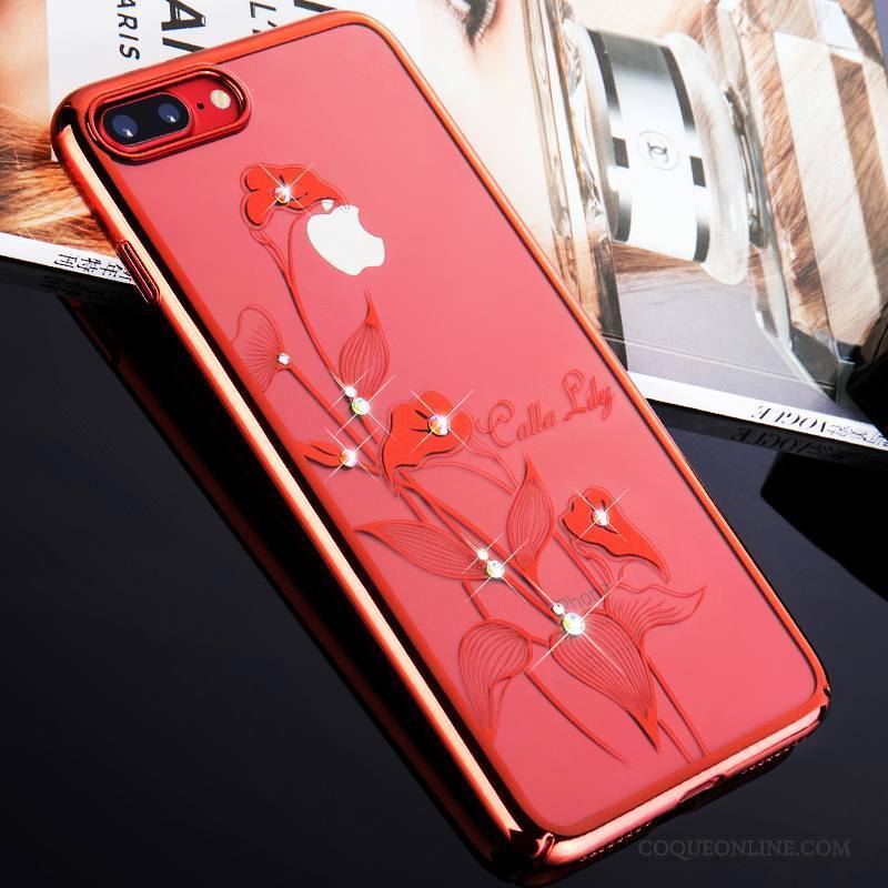 iPhone 8 Rouge Coque De Téléphone Luxe Or Marque De Tendance Transparent