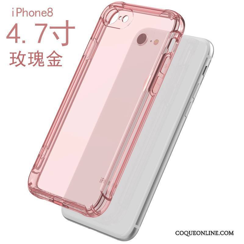 iPhone 8 Transparent Or Rose Étui Coque De Téléphone Fluide Doux Silicone Incassable