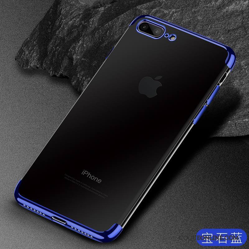 iPhone 8 Très Mince Coque De Téléphone Transparent Fluide Doux Bleu Incassable Silicone