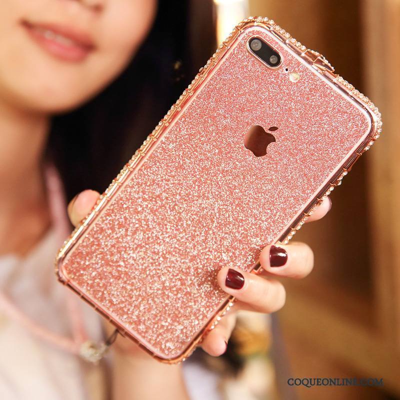 iPhone 8 Étui Incruster Strass Incassable Coque Nouveau Métal Border