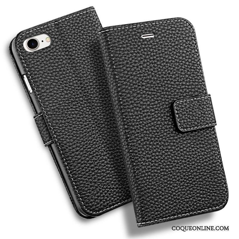 iPhone Se Clamshell Portefeuille Incassable Étui Coque De Téléphone Noir Étui En Cuir