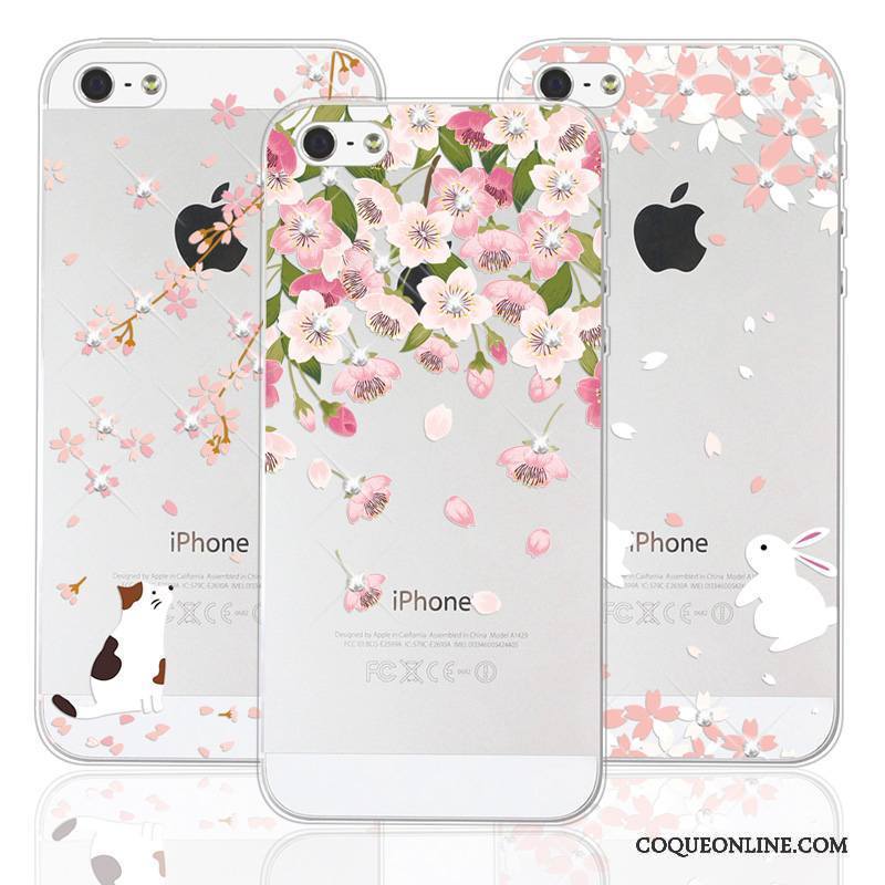 iPhone Se Ornements Suspendus Coque De Téléphone Strass Étui Rose Incassable Protection