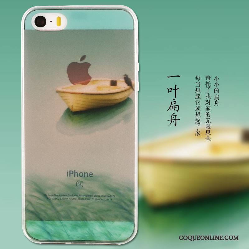 iPhone Se Peinture Dessin Animé Très Mince Incassable Vert Protection Coque