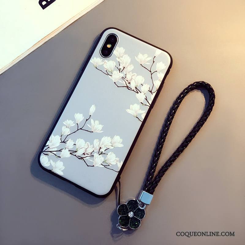 iPhone X Art Gaufrage Fluide Doux Coque Ornements Suspendus Tout Compris Étui