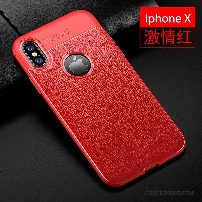 iPhone X Coque Cuir Modèle Fleurie Fluide Doux Très Mince Nouveau Rouge Silicone
