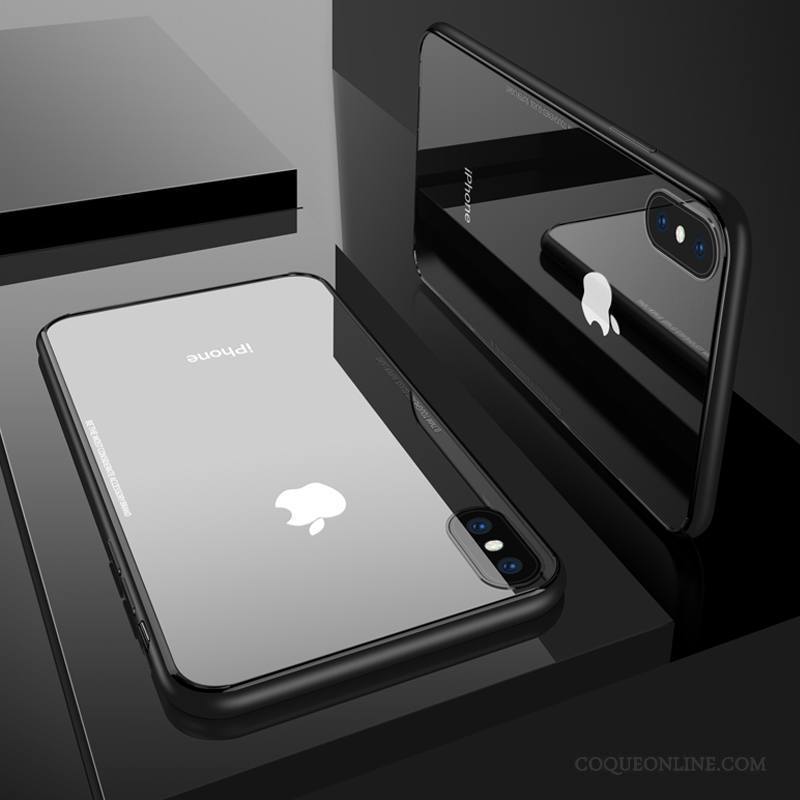 iPhone X Coque Noir Incassable Étui Silicone Verre Transparent Très Mince
