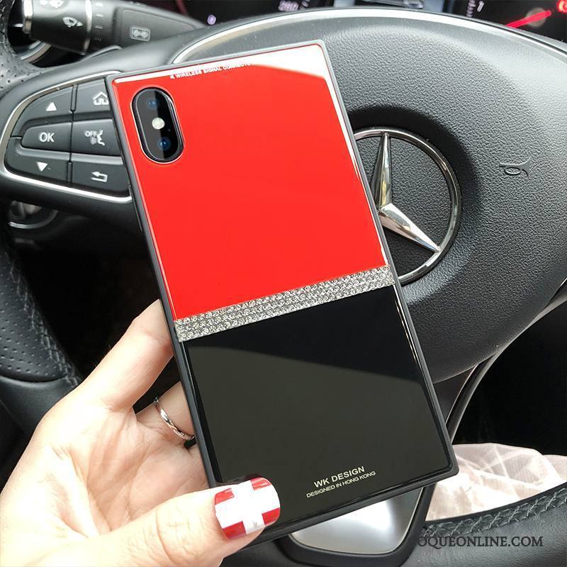 iPhone X Coque Nouveau Silicone Rouge Luxe Net Rouge Étui Clair