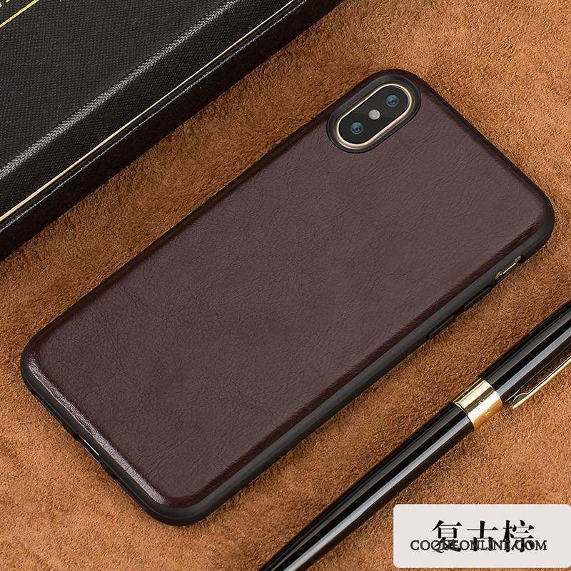 iPhone X Coque Tout Compris Étui Protection Incassable Très Mince Noir Étui En Cuir