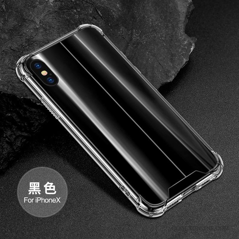 iPhone X Fluide Doux Ornements Suspendus Tout Compris Coque De Téléphone Silicone Incassable Noir