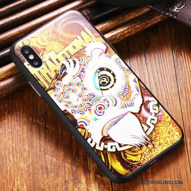 iPhone X Gaufrage Téléphone Portable Vintage Fluide Doux Silicone Étui Coque De Téléphone