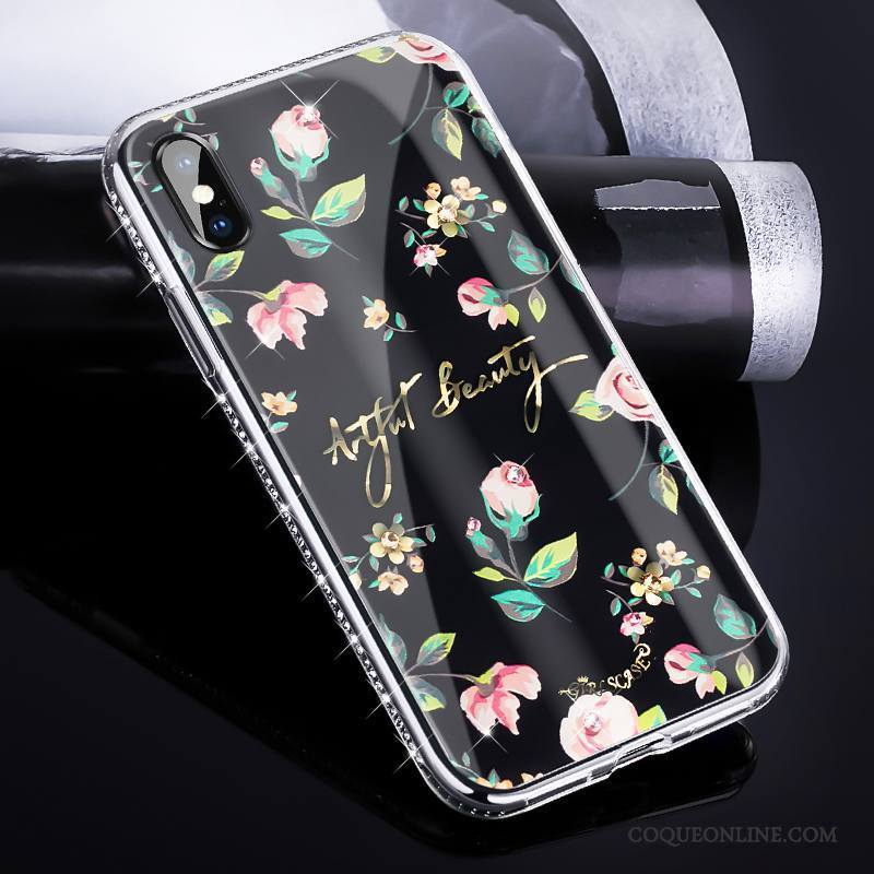 iPhone X Marque De Tendance Nouveau Incassable Coque De Téléphone Strass Noir Tout Compris