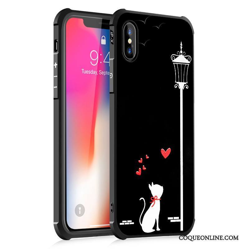 iPhone X Noir Étui Silicone Peinture Fluide Doux Incassable Coque