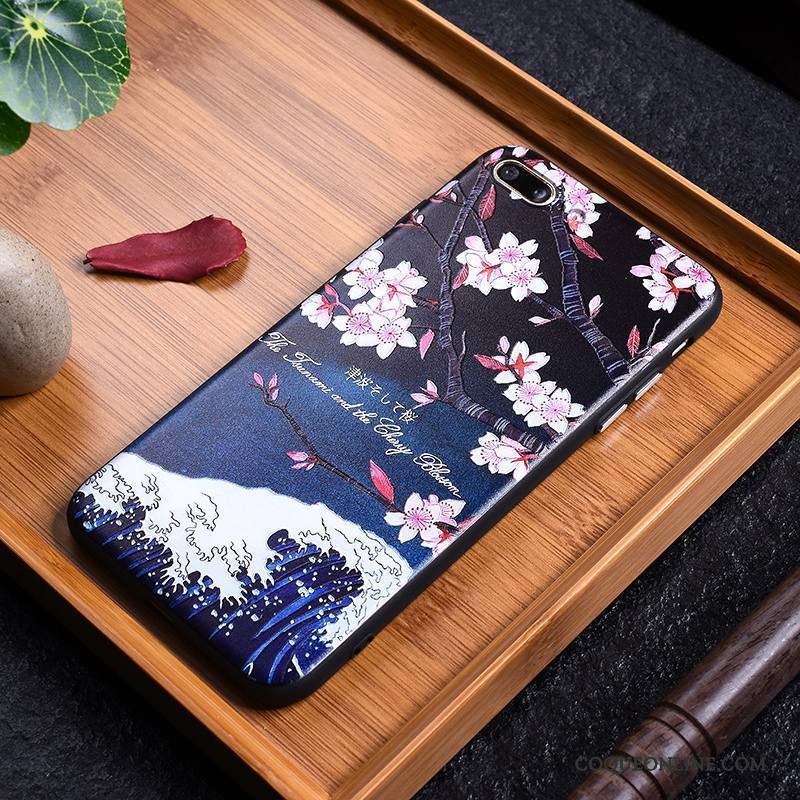 iPhone X Ornements Suspendus Grue Japonais Sakura Vintage Coque De Téléphone Gaufrage