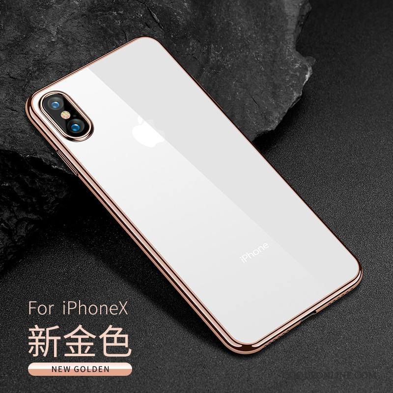 iPhone X Silicone Transparent Nouveau Très Mince Étui Or Coque De Téléphone
