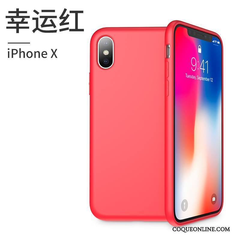 iPhone X Tout Compris Silicone Coque De Téléphone Rouge Étui Marque De Tendance Nouveau