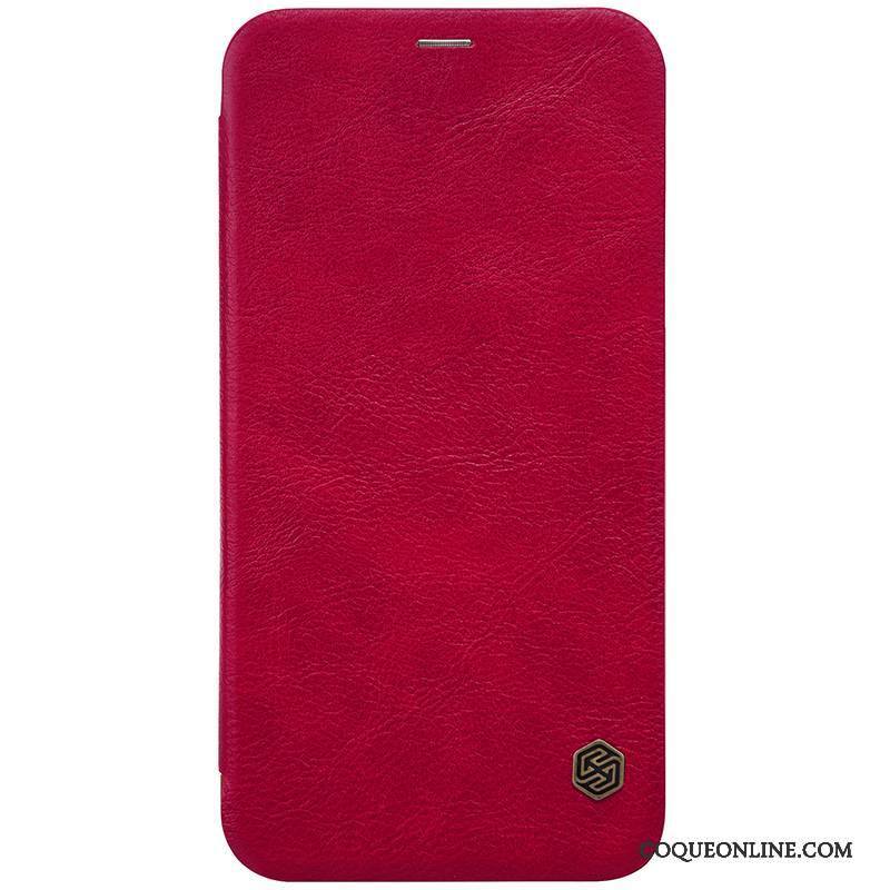 iPhone X Étui En Cuir Protection Coque De Téléphone Or Housse Rouge Incassable