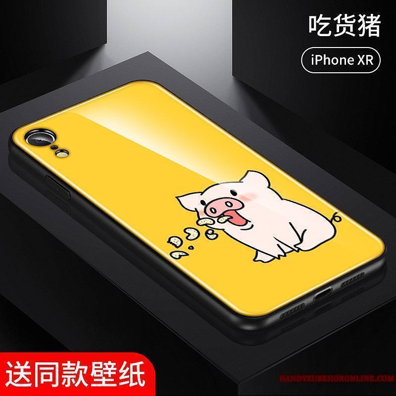 iPhone Xr Mignonne Charmant Amoureux Fluide Doux Coque De Téléphone Étui Jaune