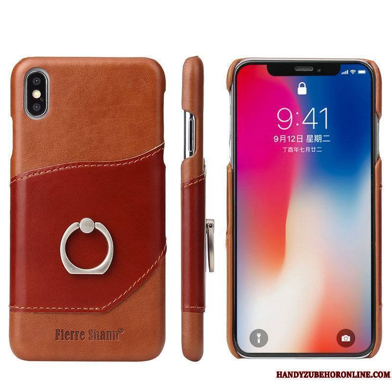 iPhone Xs Business Incassable Étui En Cuir Tout Compris Anneau Coque De Téléphone Nouveau