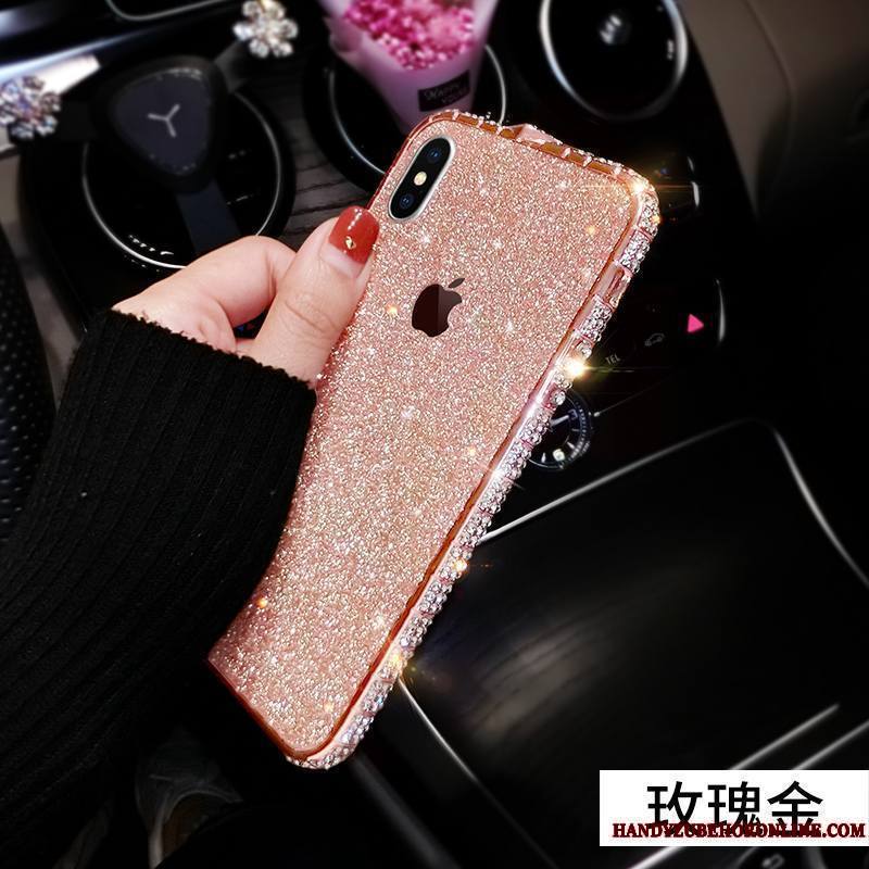 iPhone Xs Coque Border Bordure Amoureux Or Rose Simple Nouveau Métal