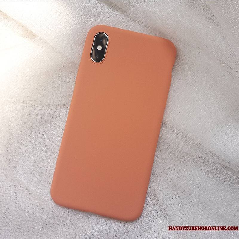 iPhone Xs Coque De Téléphone Amoureux Marque De Tendance Silicone Créatif Orange Très Mince
