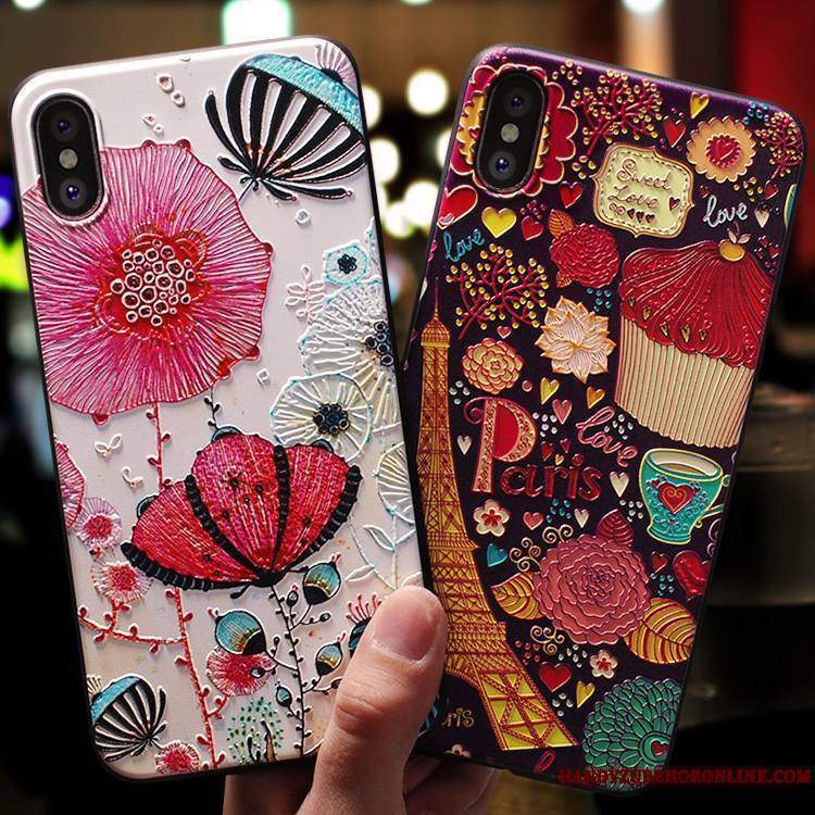 iPhone Xs Fluide Doux Coque De Téléphone Tout Compris Rouge Charmant Incassable Étui