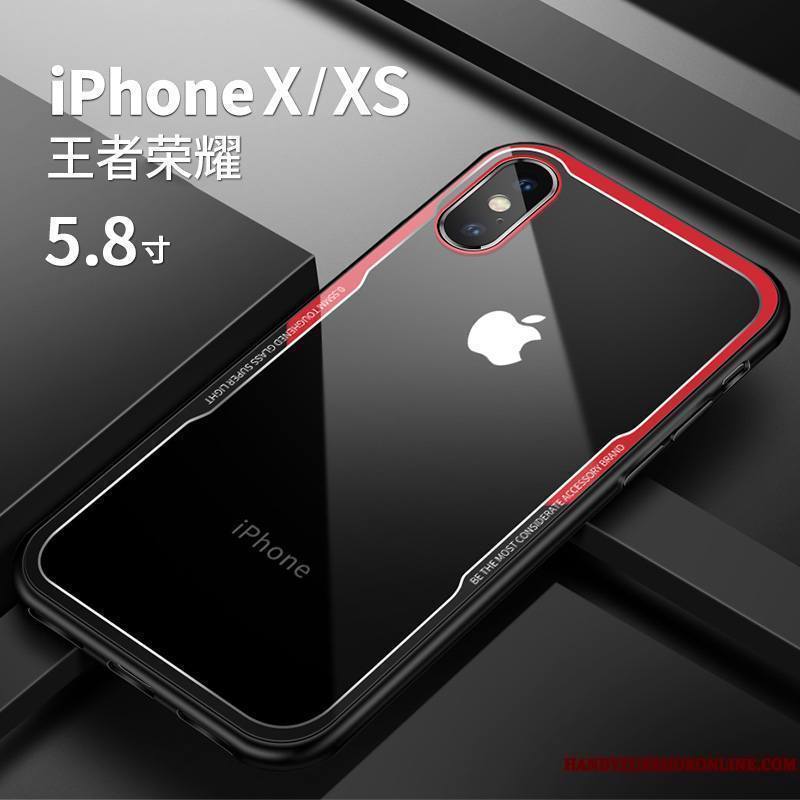 iPhone Xs Incassable Coque De Téléphone Net Rouge Personnalité Tout Compris Silicone Verre