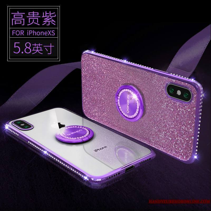 iPhone Xs Incassable Marque De Tendance Transparent Net Rouge Étui Très Mince Coque De Téléphone