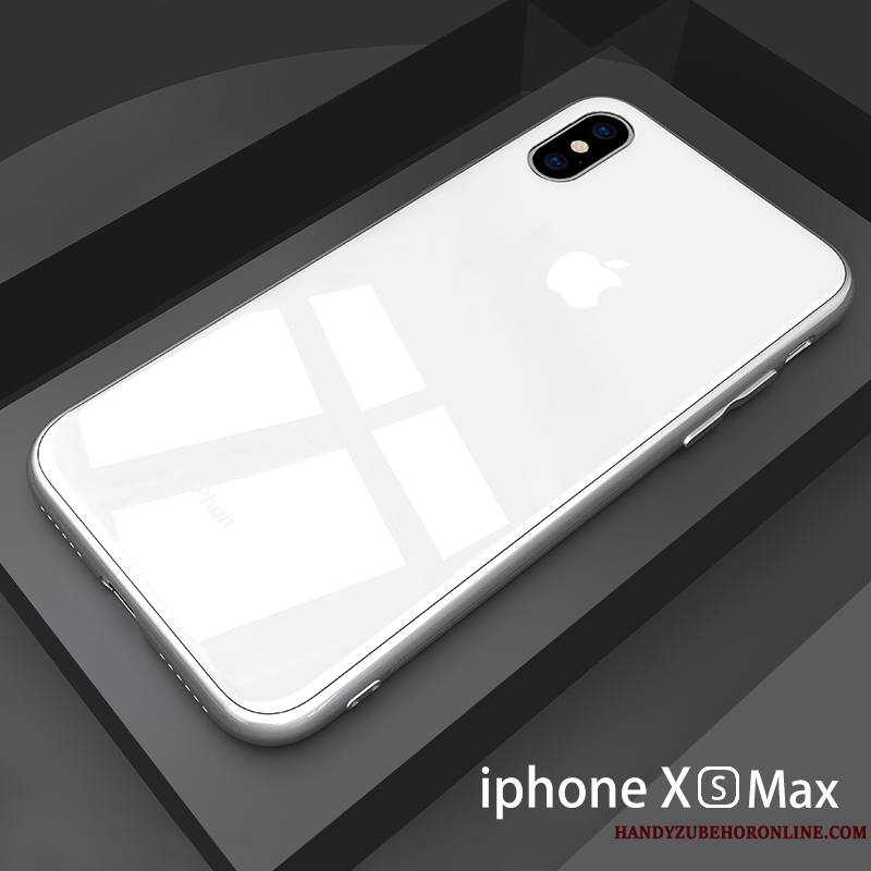 iPhone Xs Max Coque Blanc Tout Compris Incassable Protection Nouveau Miroir Net Rouge