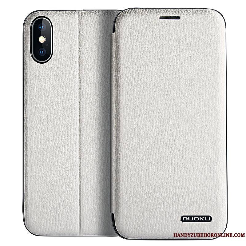 iPhone Xs Max Coque Cuir Véritable Nouveau Housse Refroidissement Incassable Blanc Étui