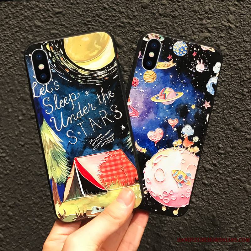 iPhone Xs Max Coque De Téléphone Fluide Doux Personnalité Anneau Ornements Suspendus Tendance Bleu