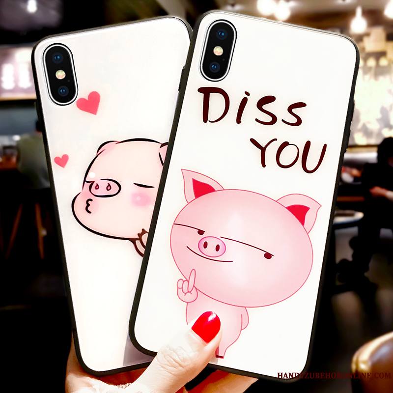 coque iphone xs noir dessin blanc