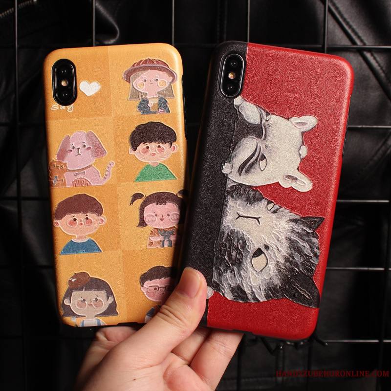 iPhone Xs Max Coque Personnalité Dessin Animé Créatif Gaufrage Silicone Tout Compris Étui