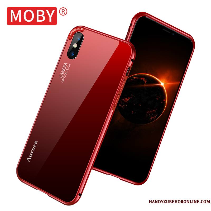 iPhone Xs Max Coque Très Mince Tendance Incassable Marque De Tendance Rouge Net Rouge Métal