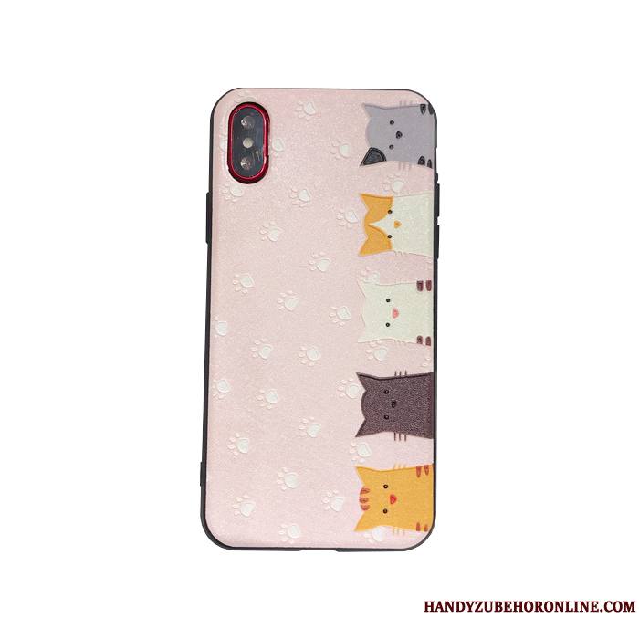 iPhone Xs Max Nouveau Gaufrage Étui Coque De Téléphone Fluide Doux Dessin Animé Chat