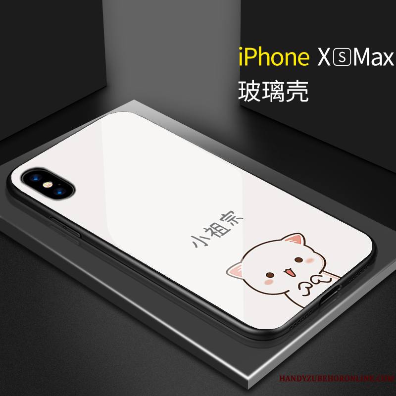 iPhone Xs Max Verre Marque De Tendance Coque De Téléphone Personnalité Amoureux Blanc Petit