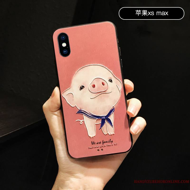 iPhone Xs Max Étui Nouveau Rose Fluide Doux Dessin Animé Coque Incassable